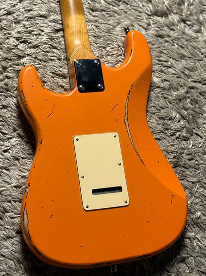 Dhatarattha Classic DST HSS in Capri Orange over Purple Paisley with Rosewood FB and Nitrocellulose Lacquer Relic