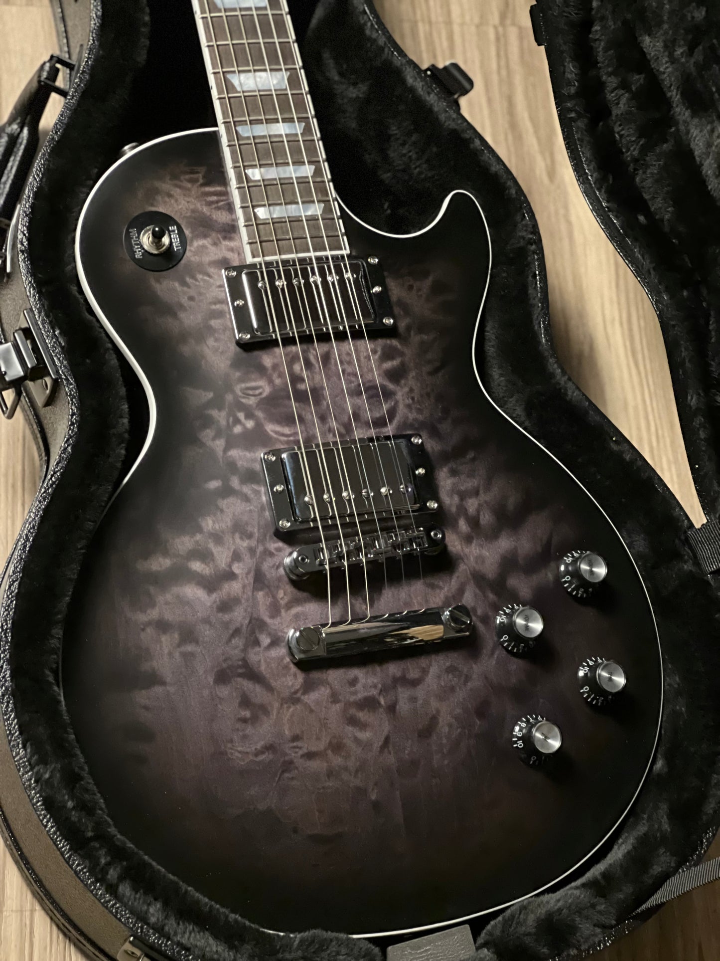 Gibson Les Paul Standard Modern Quilt Mark Morton in Translucent Ebony Burst Satin w/Case 229450272