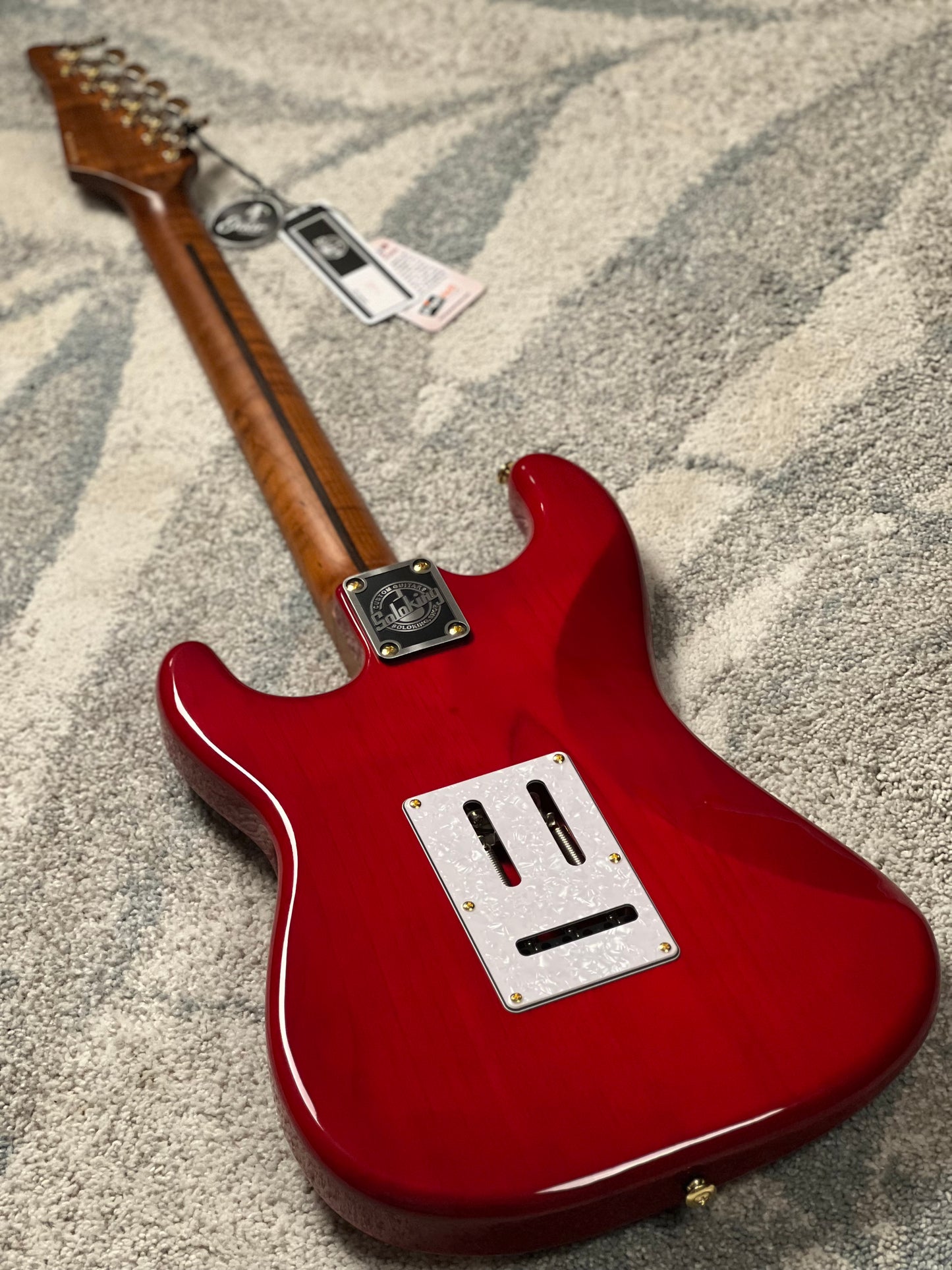 Soloking MS-1 FMN Artisan with Roasted Flame Neck in Transparent Red Limited Edition JESCAR