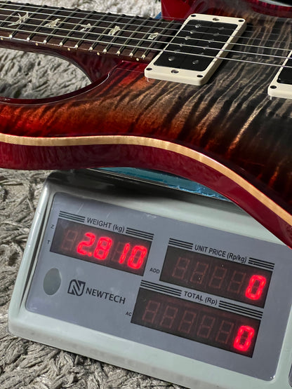 PRS Custom 24 10 Top In Charcoal Cherry With Stained Flame Neck 241400