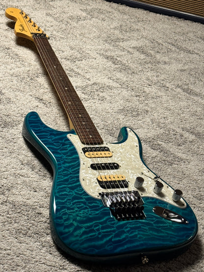 Fender Michiya Haruhata Stratocaster with RW FB in Caribbean Blue Trans JD19003960