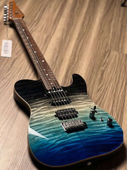 Soloking MT-1 Custom 22 HSS Quilt With Rosewood FB in Ocean Storm Double Wipeout JESCAR