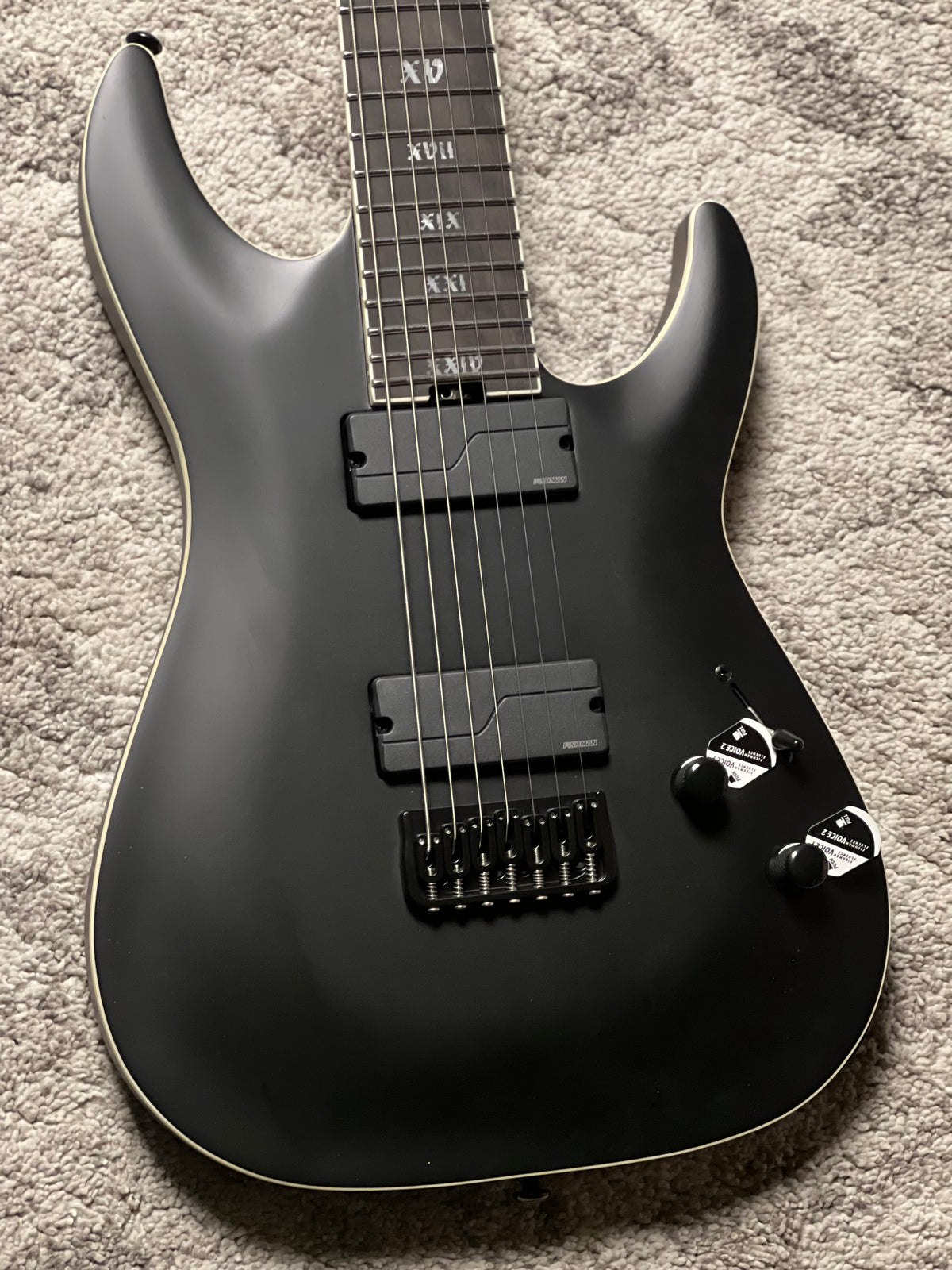 Schecter C-7 SLS Elite Evil Twin in Satin Black