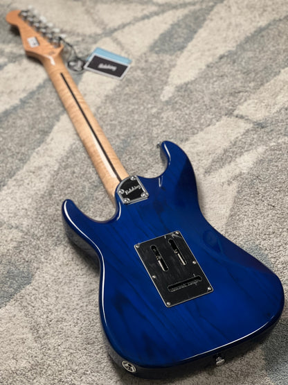 Soloking MS-1 Tibute FMN ASH in Transparent Blue with Flame Maple Neck