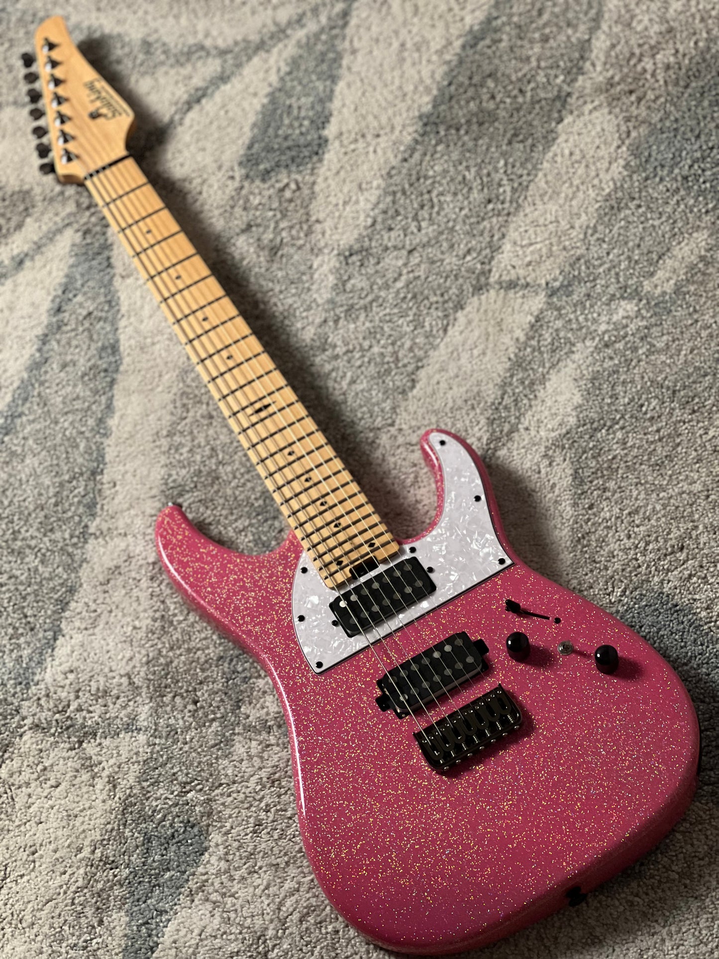 Soloking MS-7 in Pink Sparkle Mortis Tribute with Maple FB