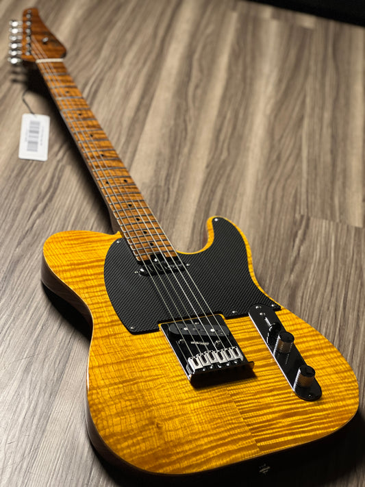 Soloking MT-1 FM 22 Artisan FMN with Roasted Flame Maple Neck in Amber