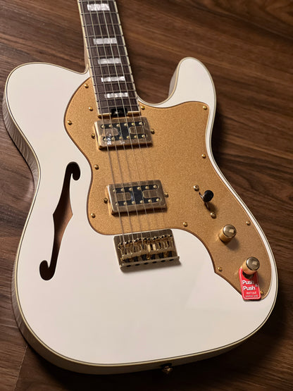 SLX Raven Thinline Super Deluxe in Olympic White with Rosewood FB and Gold Hardware