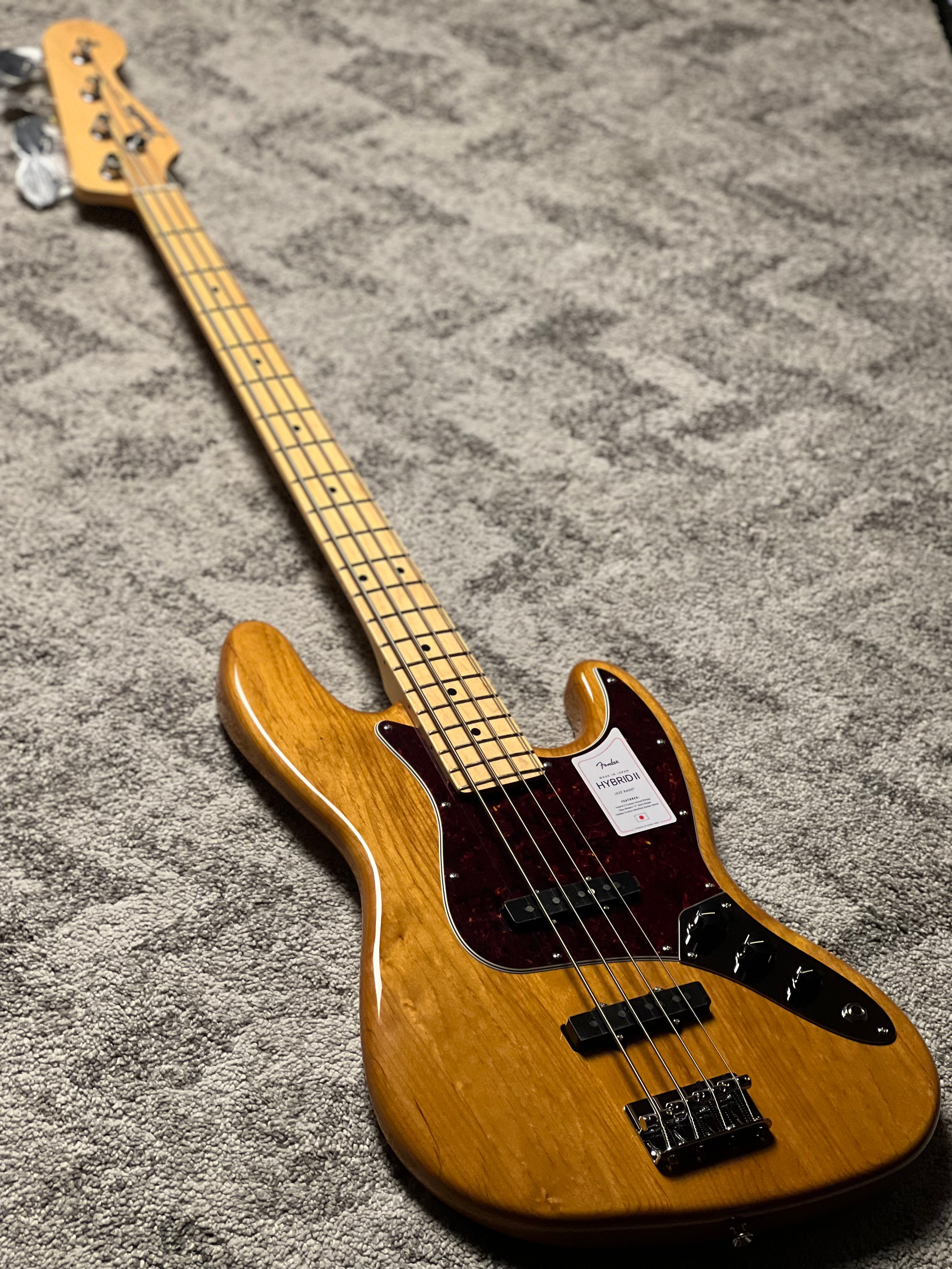 Fender Japan Hybrid II Jazz Bass with Maple FB in Vintage Natural