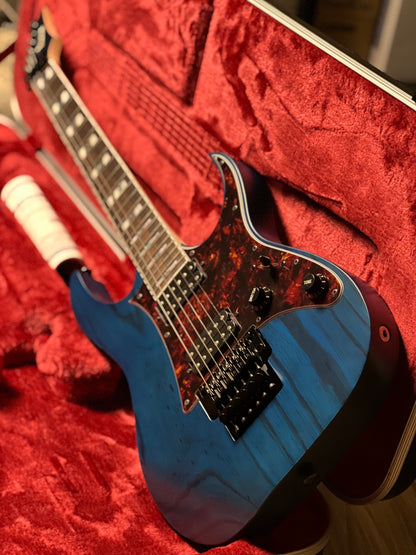 Ibanez Prestige RG653DX-TDF Electric Guitar w/Case In Transparent Deep Blue Flat F2533897