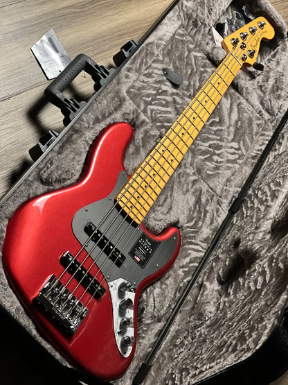 Fender American Ultra II Jazz Bass V Guitar with Maple FB in Sinister Red US24062970