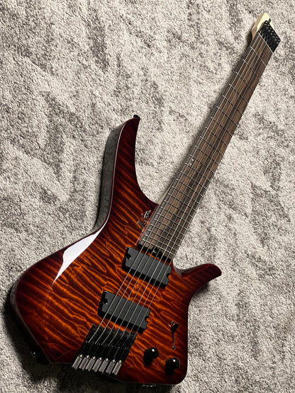 SLX Raptor Hybrid MS-7 Model A Headless with Quilt Top in Tiger Eye Burst