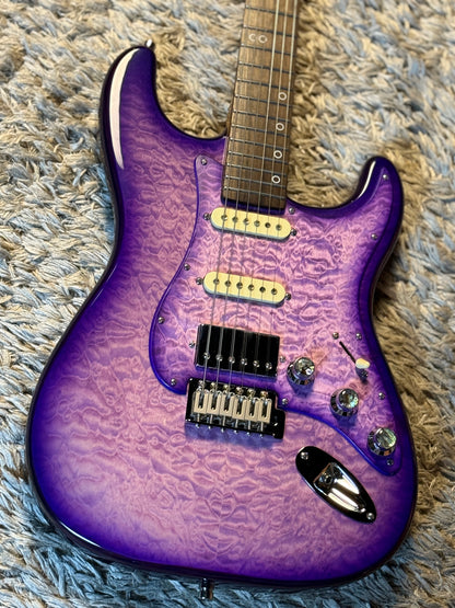 Dhatarattha Custom DST HSS Quilt in Purple Amethyst Burst with Rosewood FB