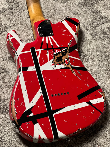 Dhatarattha Custom DTL in Red Black White Stripes with RW FB and Nitrocellulose Lacquer Relic