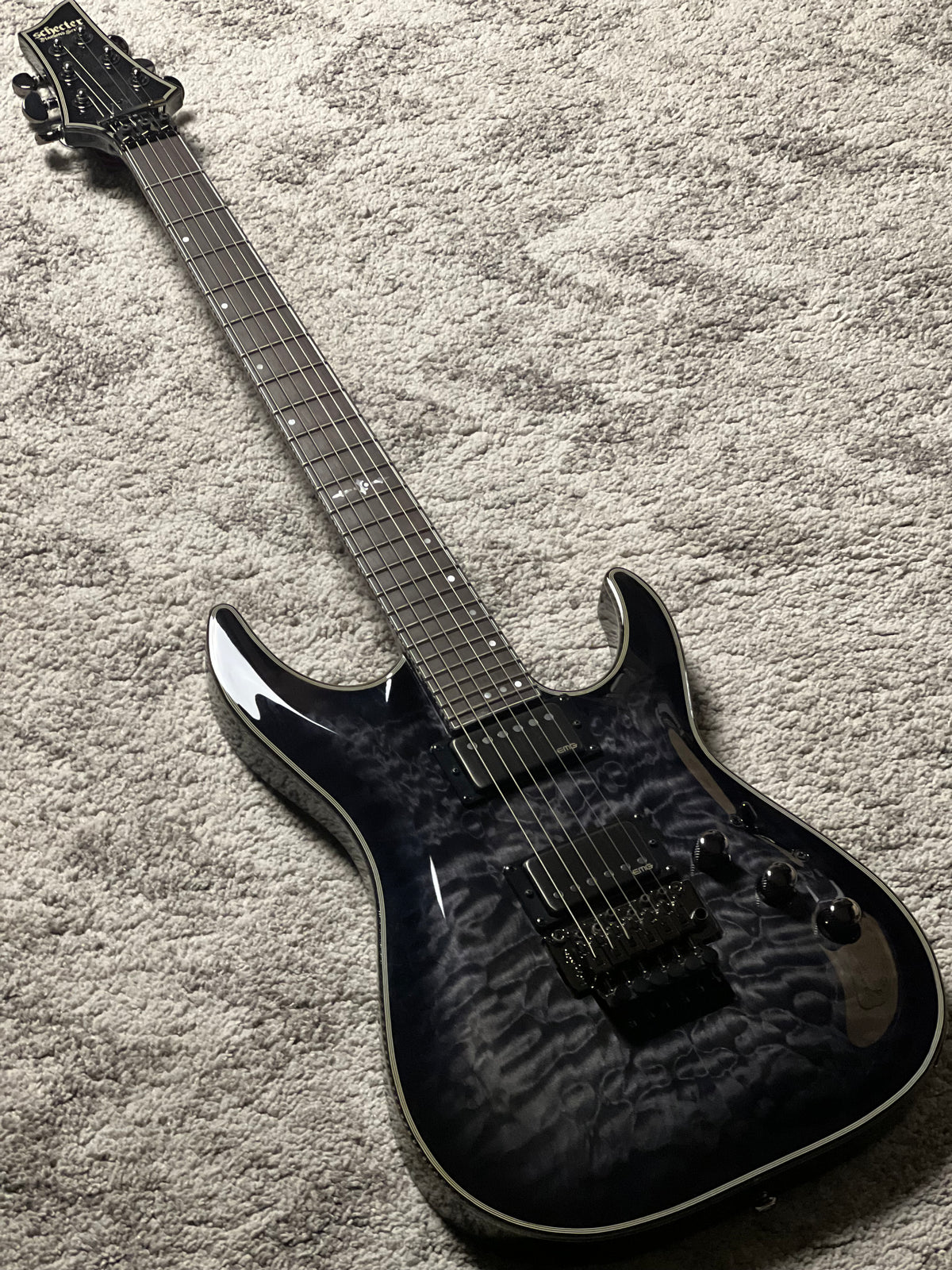 Schecter Hellraiser Hybrid C-1 FR TBB with Floyd Rose in Trans Black W23070014