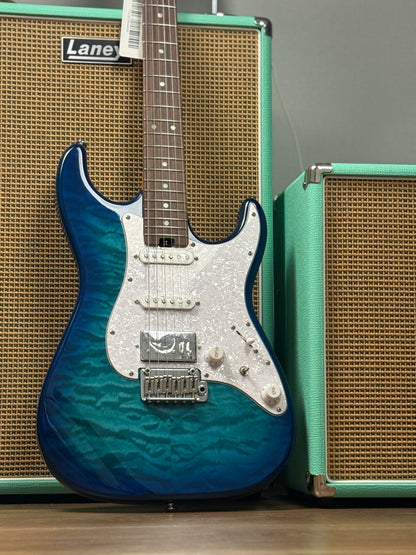Soloking MS-1 Classic 22 HSS Quilt with Rosewood FB in Aquamarine Nafiri Special Run