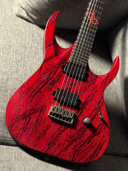 Solar Guitars A2.6 Canibalismo+ in Blood Red Open Pore with Blood Splatter IW21120562