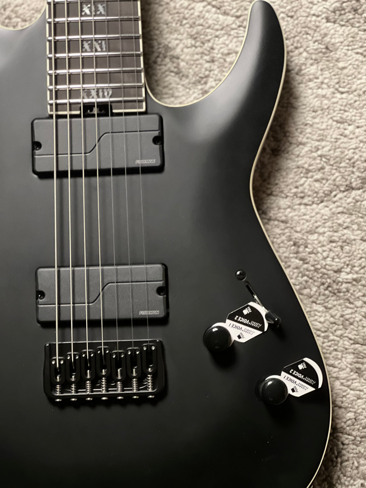 Schecter C-7 SLS Elite Evil Twin in Satin Black