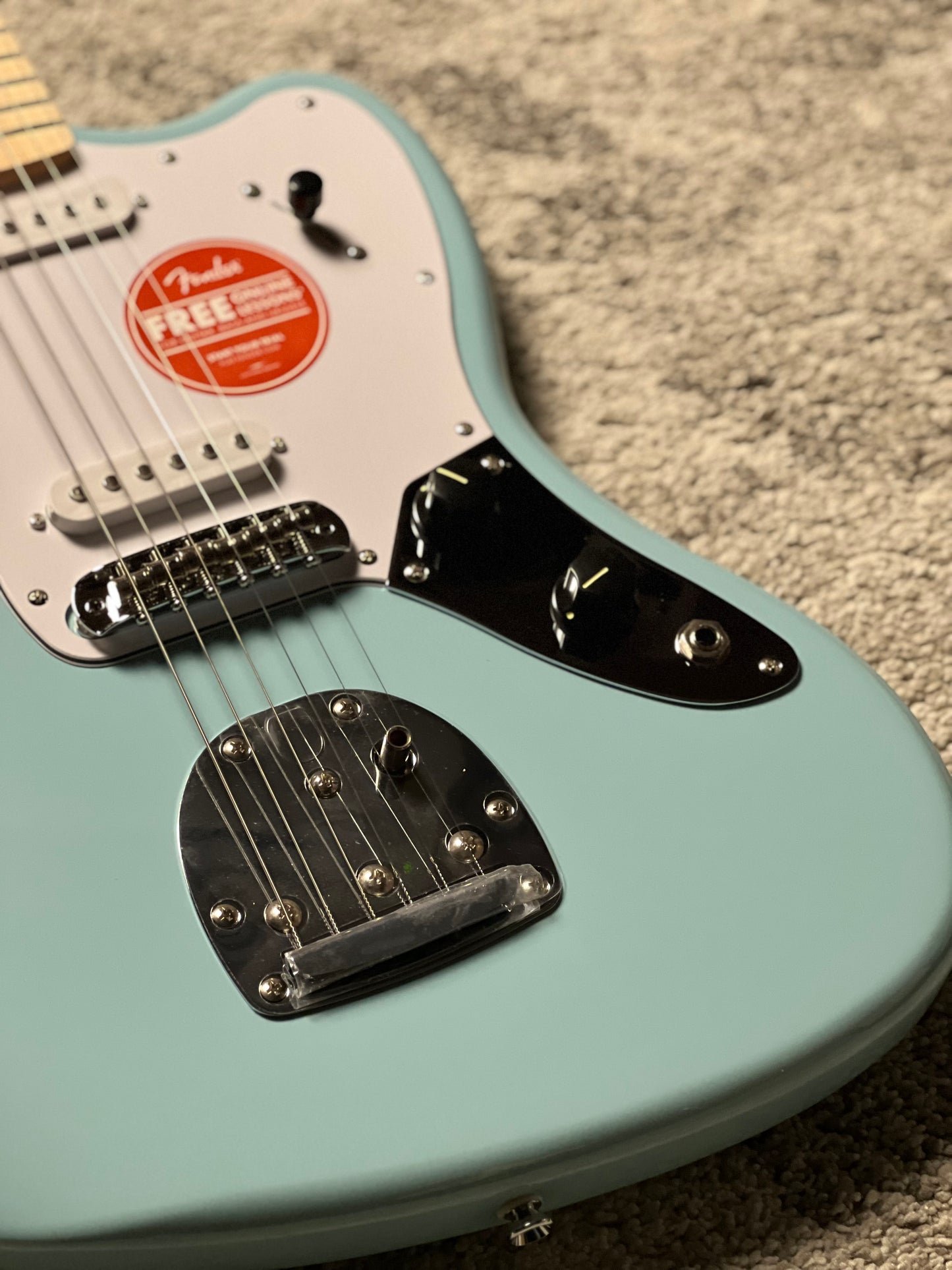 Squier FSR Affinity Series Jaguar with Maple FB in Daphne Blue