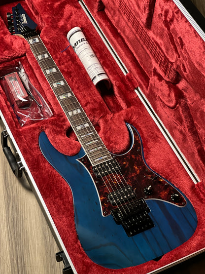 Ibanez Prestige RG653DX-TDF Electric Guitar w/Case In Transparent Deep Blue Flat F2533897