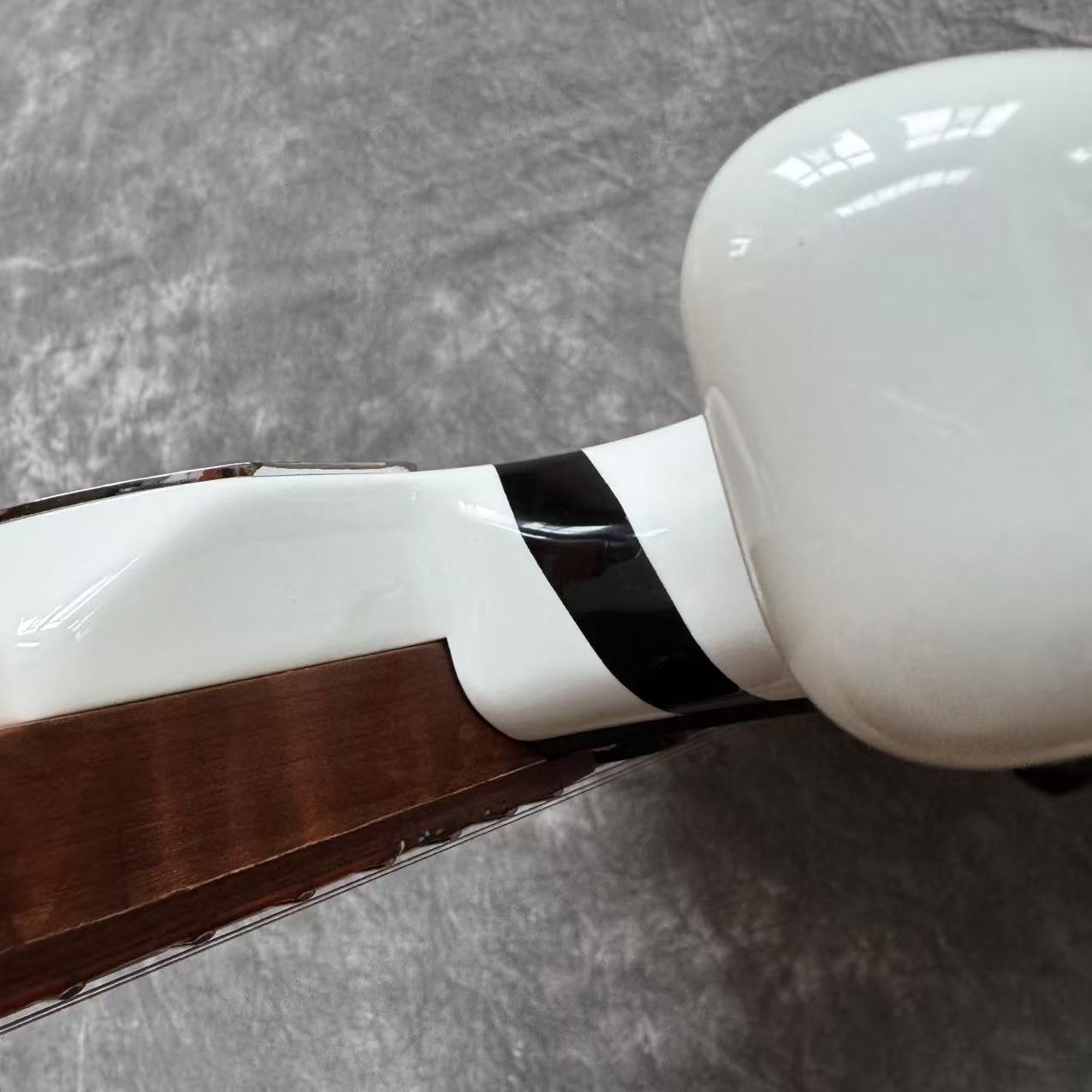 Dhatarattha Custom DST HSS in White with Black Stripes and "Whale Tail" Inlay