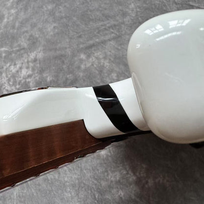 Dhatarattha Custom DST HSS in White with Black Stripes and "Whale Tail" Inlay