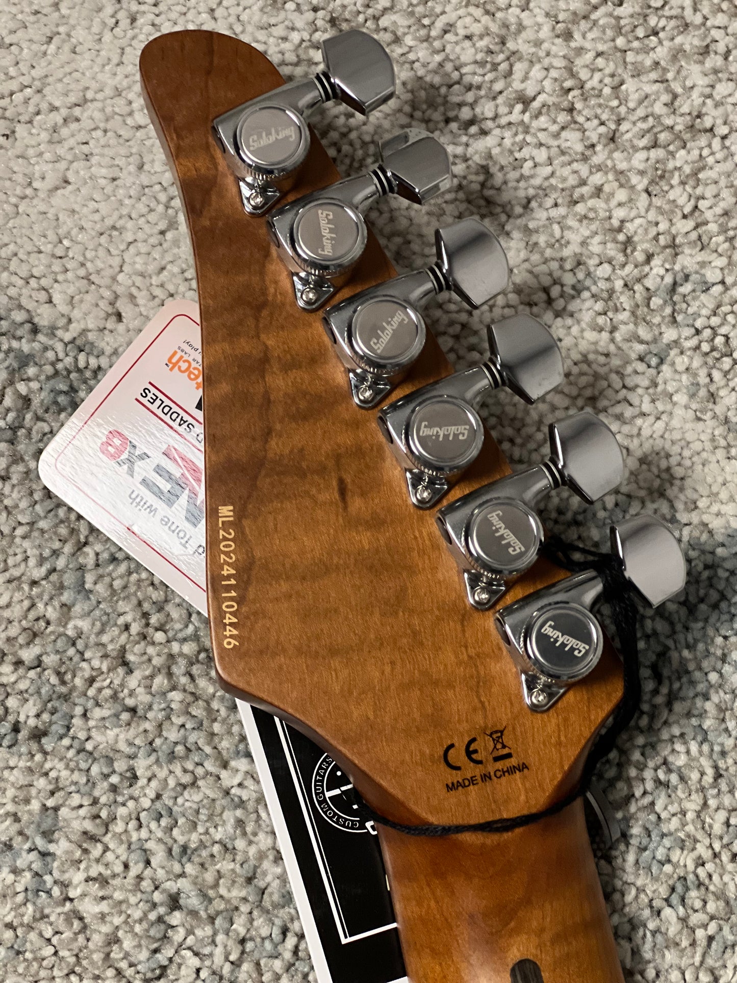Soloking MS-1 Custom 24 HH Quilt FMN in Malibu Sunset Surf Fade White Back JESCAR with Fishman Fluence
