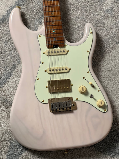 Soloking MS-1 Classic Ash FMN with Roasted Flame Maple Neck in White Blonde Limited Edition
