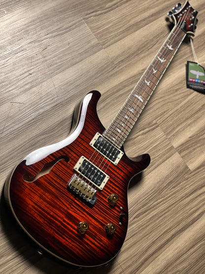 PRS SE Custom 24 Semi Hollow Piezo in Orange Tiger Smokeburst