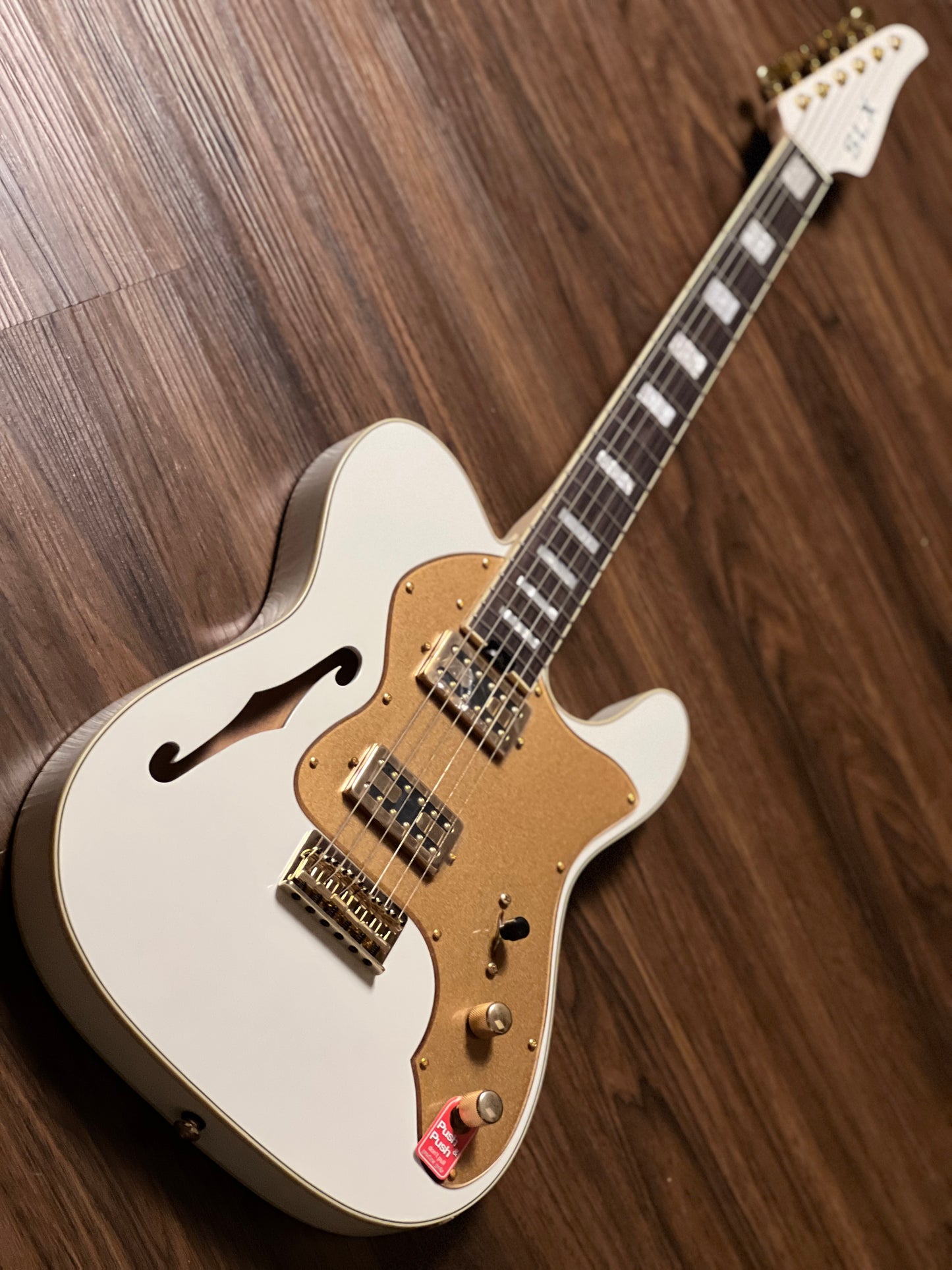 SLX Raven Thinline Super Deluxe in Olympic White with Rosewood FB and Gold Hardware