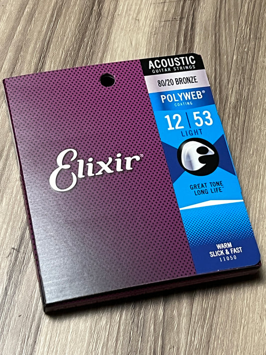 Elixir Strings Polyweb 80/20 Bronze 11050 Acoustic Strings 012-053