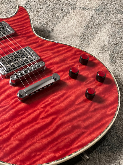 Dhatarattha Custom DLP in Cherry Red with 5A Quilt Top and Dragon Inlay