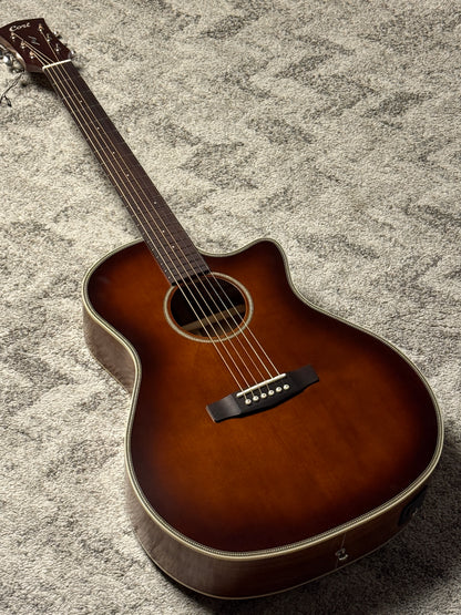 Cort Essence ES-GA4-BRSG Grand Auditorium Special Acoustic Guitar, Brown Burst Semi-Gloss
