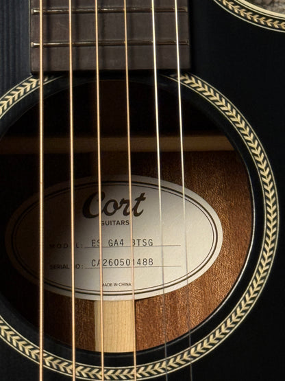 Cort Essence ES-GA4-BTSG Acoustic Guitar, Black Top Semi Gloss