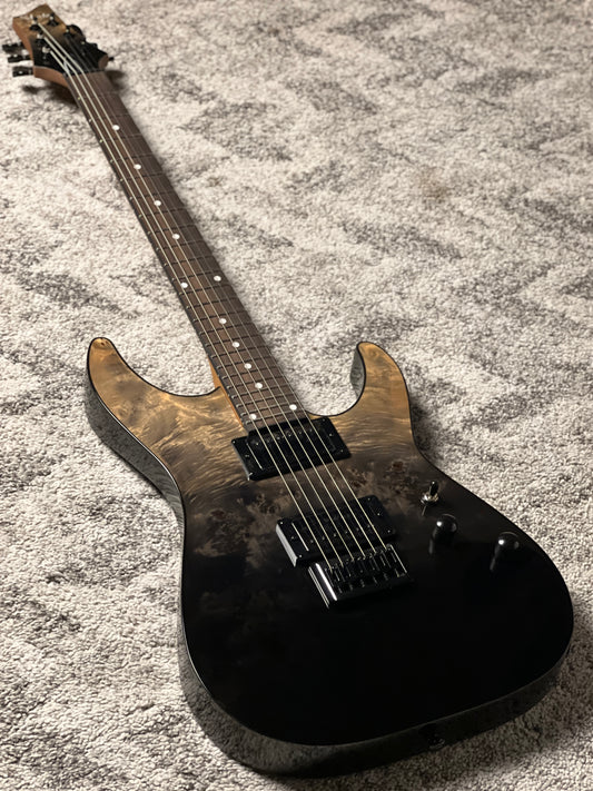 Schecter C-1 Standard in Black Fade Burst Burl