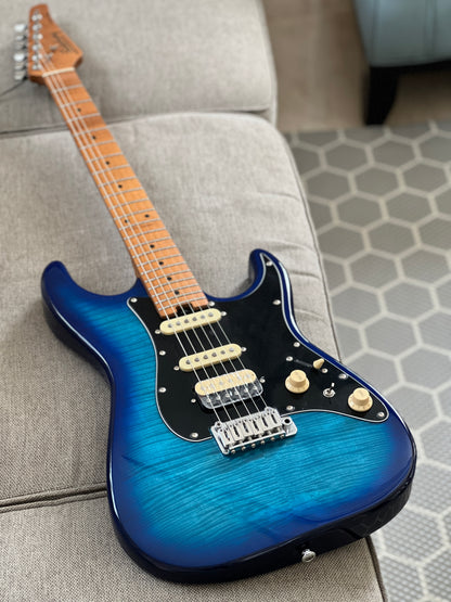 Soloking MS-1 Classic MKII in Blue Burst with 5A Flame Top Nafiri Special Run