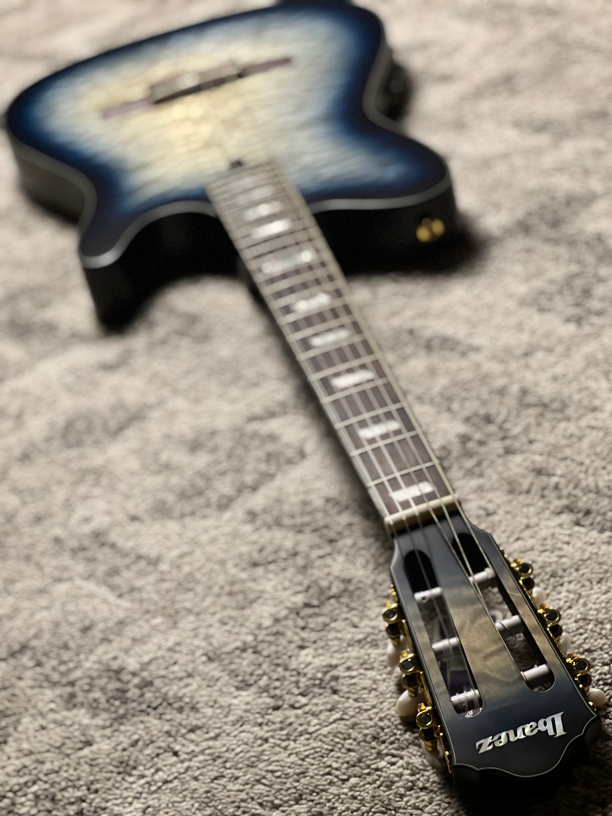 Ibanez FRH20QMN-CTL Acoustic-Electric Guitar in Cosmic Blue Starburst Low Gloss