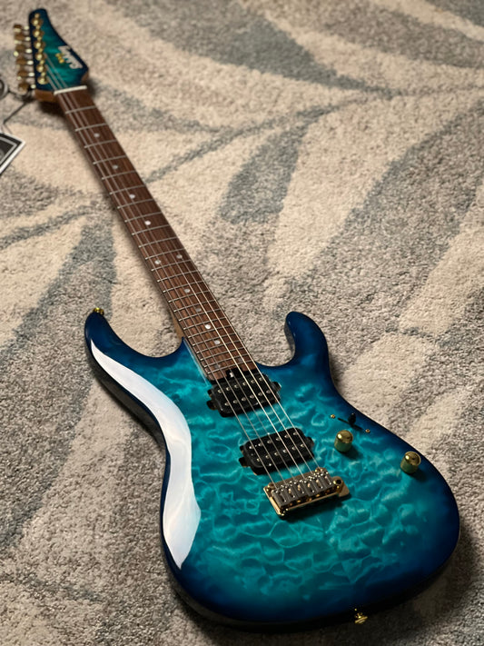 Soloking SM-24 HH QM Shredmaster with Rosewood FB in Ocean Blue Burst 2026 Version