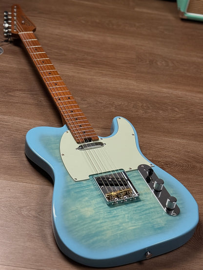 Soloking MT-1 Vintage FMT with Rosewood FB and 5A Flame Top in Celeste Blue Nafiri Special Run