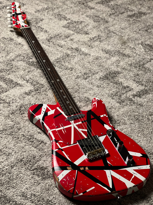 Dhatarattha Custom DTL in Red Black White Stripes with RW FB and Nitrocellulose Lacquer Relic