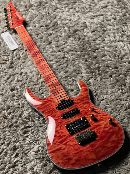 Soloking SM-22 HSS QM Shredmaster with  Red Tinted Maple FB in Trans Salmon Pink