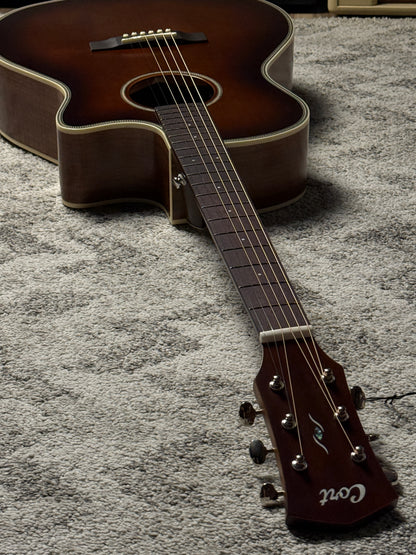 Cort Essence ES-GA4-BRSG Grand Auditorium Special Acoustic Guitar, Brown Burst Semi-Gloss