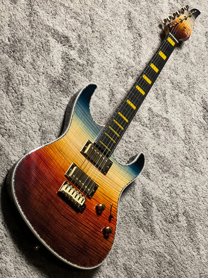 Dhatarattha Custom DST HH Flame in Ocean Fire Double Wipeout with Rosewood FB