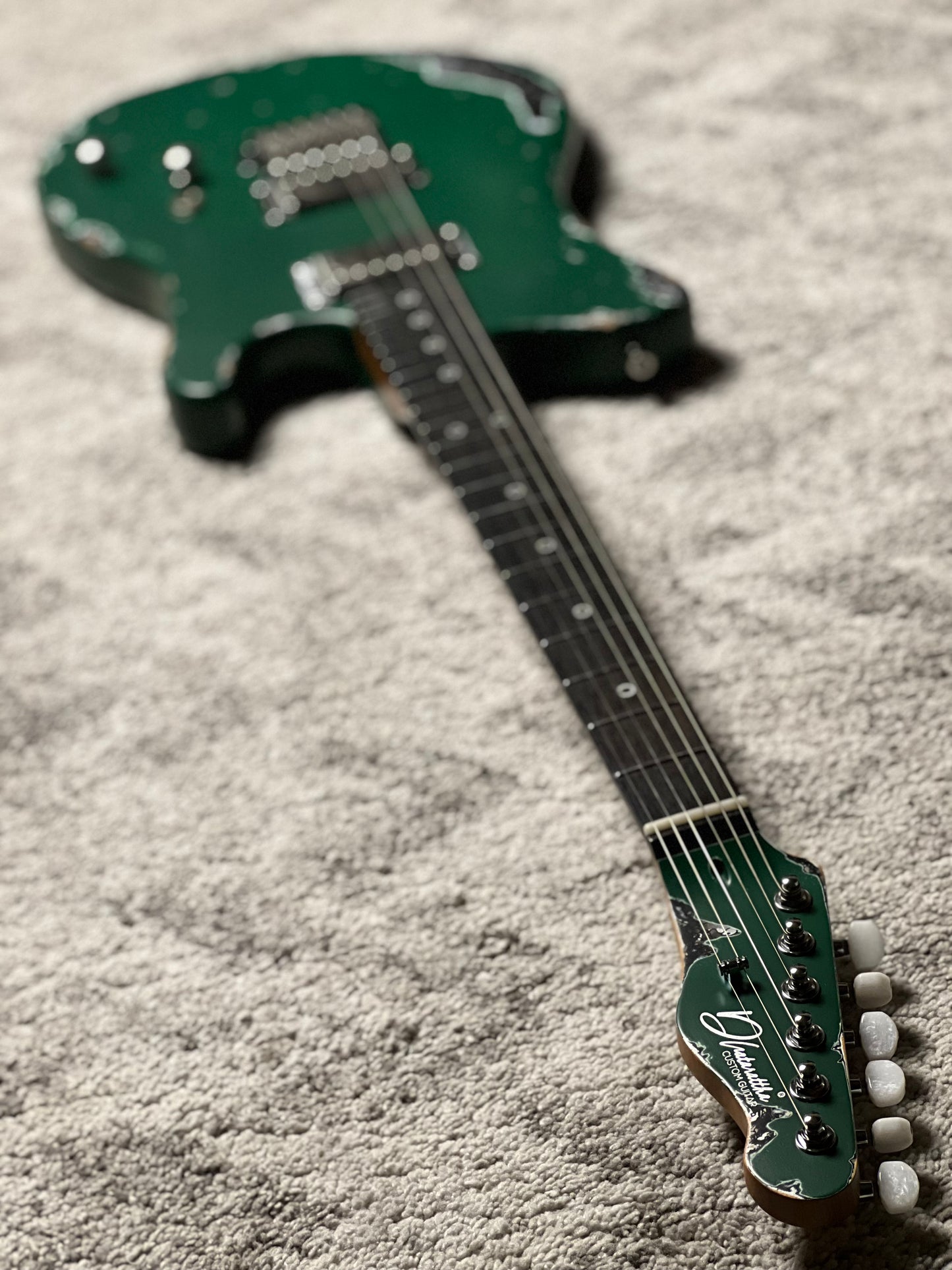 Dhatarattha Performance DTL in Aged Sherwood Green Over Black Paisley with RW FB and Nitrocellulose Lacquer Relic