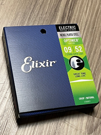 Elixir 19007 Optiweb Super Light 7String Electric Guitar Strings 09-52