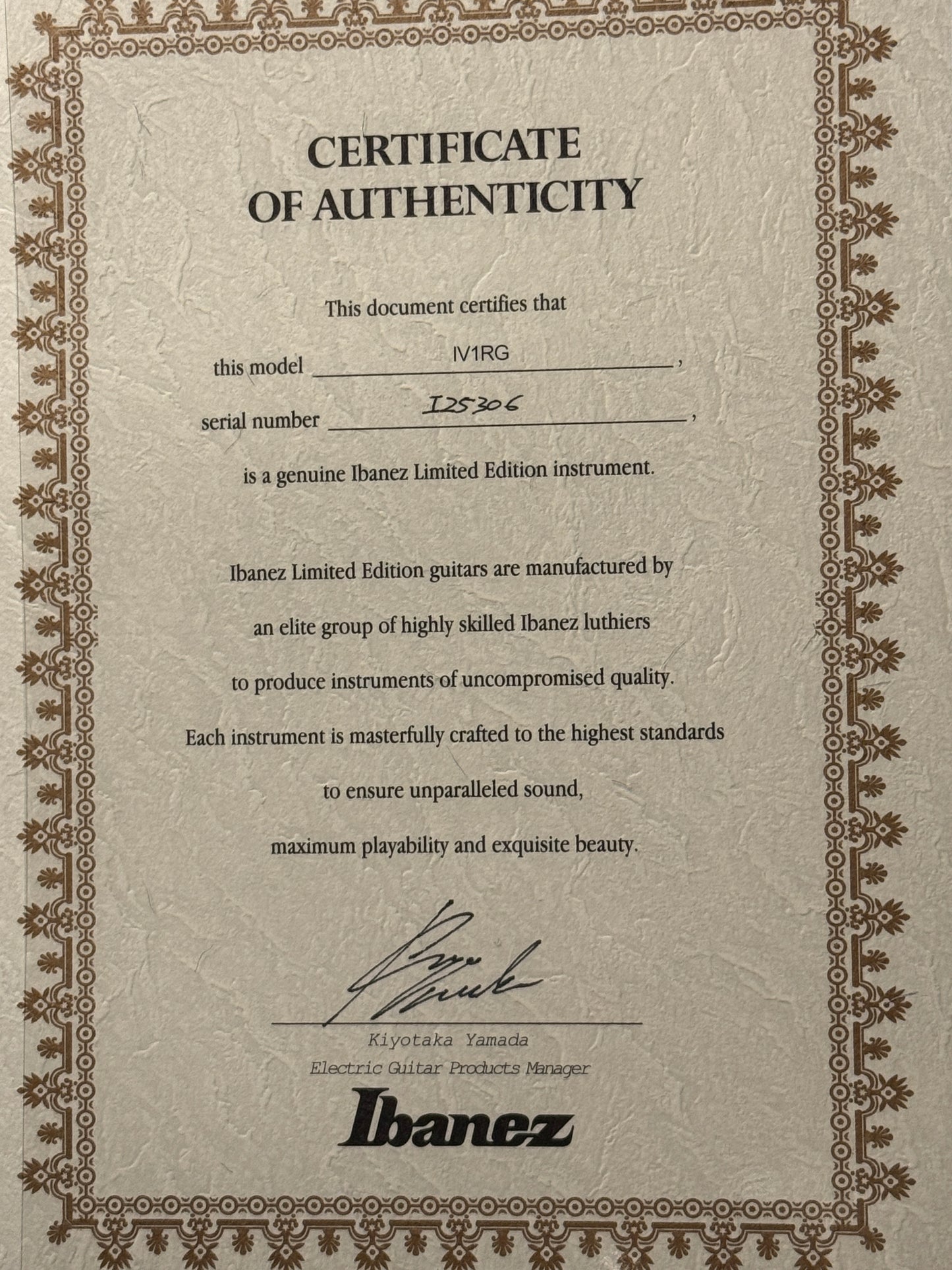 Ibanez Japan Custom Shop Visions IV1RG with Ebony FB in Amber I25306