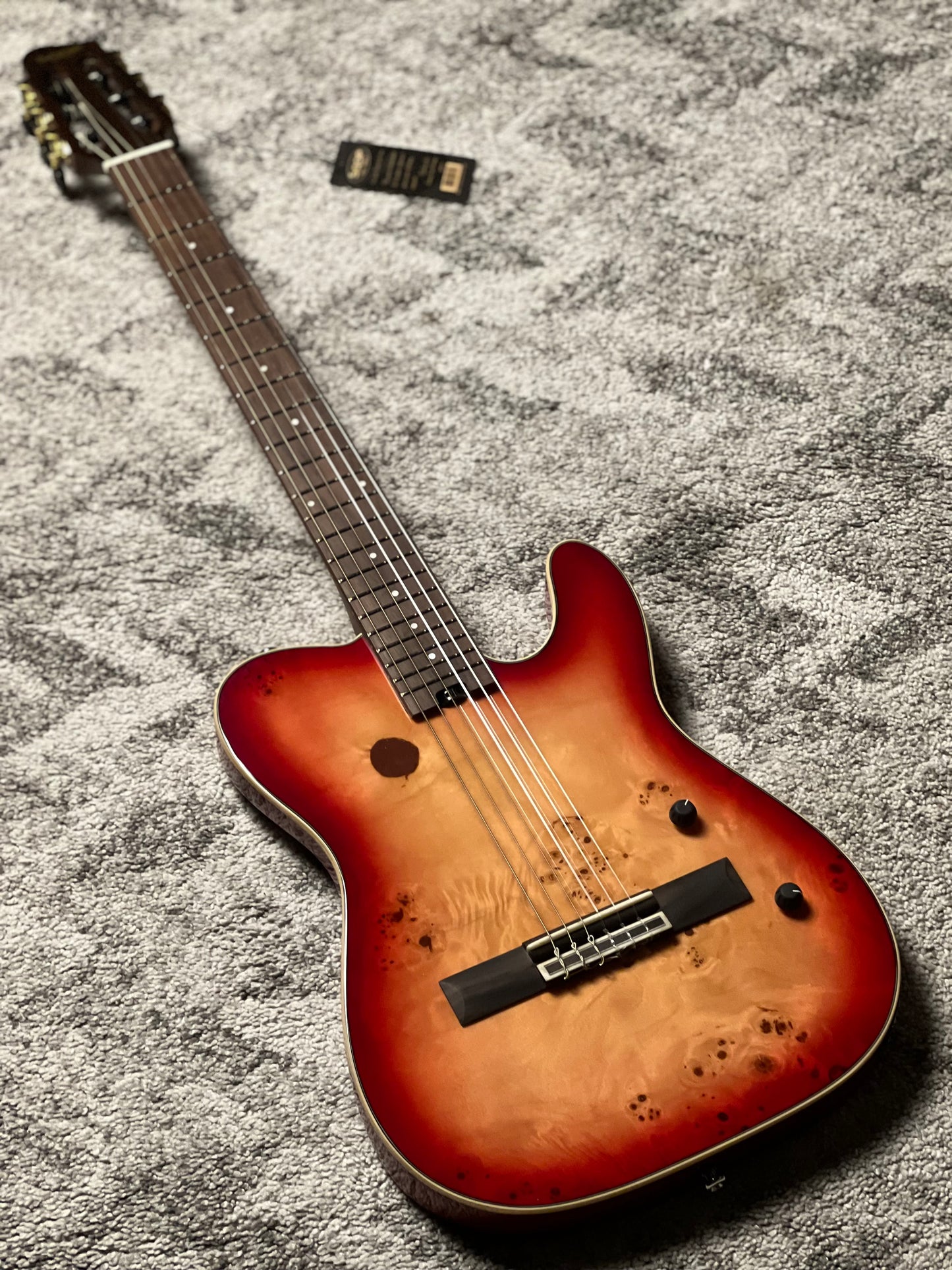 SQOE Spain SEGD-600 Nylon Electric Guitar with Piezo in Cherry Sunburst