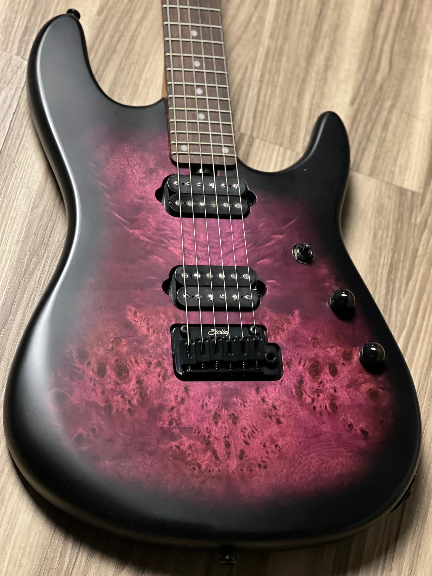 Sterling by Music Man Jason Richardson Cutlass Signature in Cosmic Purple Burst Satin