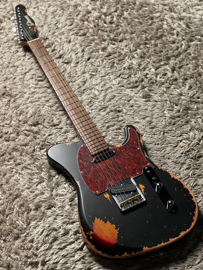 Dhatarattha Performance DTL in Black Over Sunburst with RW FB and Nitrocellulose Lacquer Relic