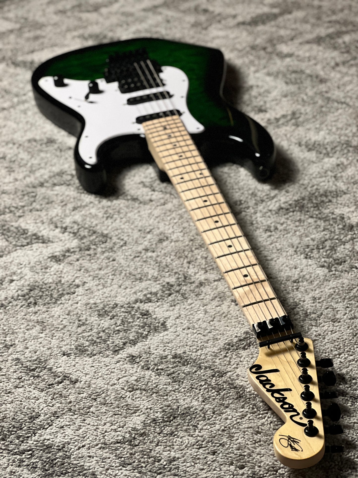 Jackson Adrian Smith SDXQ with Maple FB in Transparent Green Burst