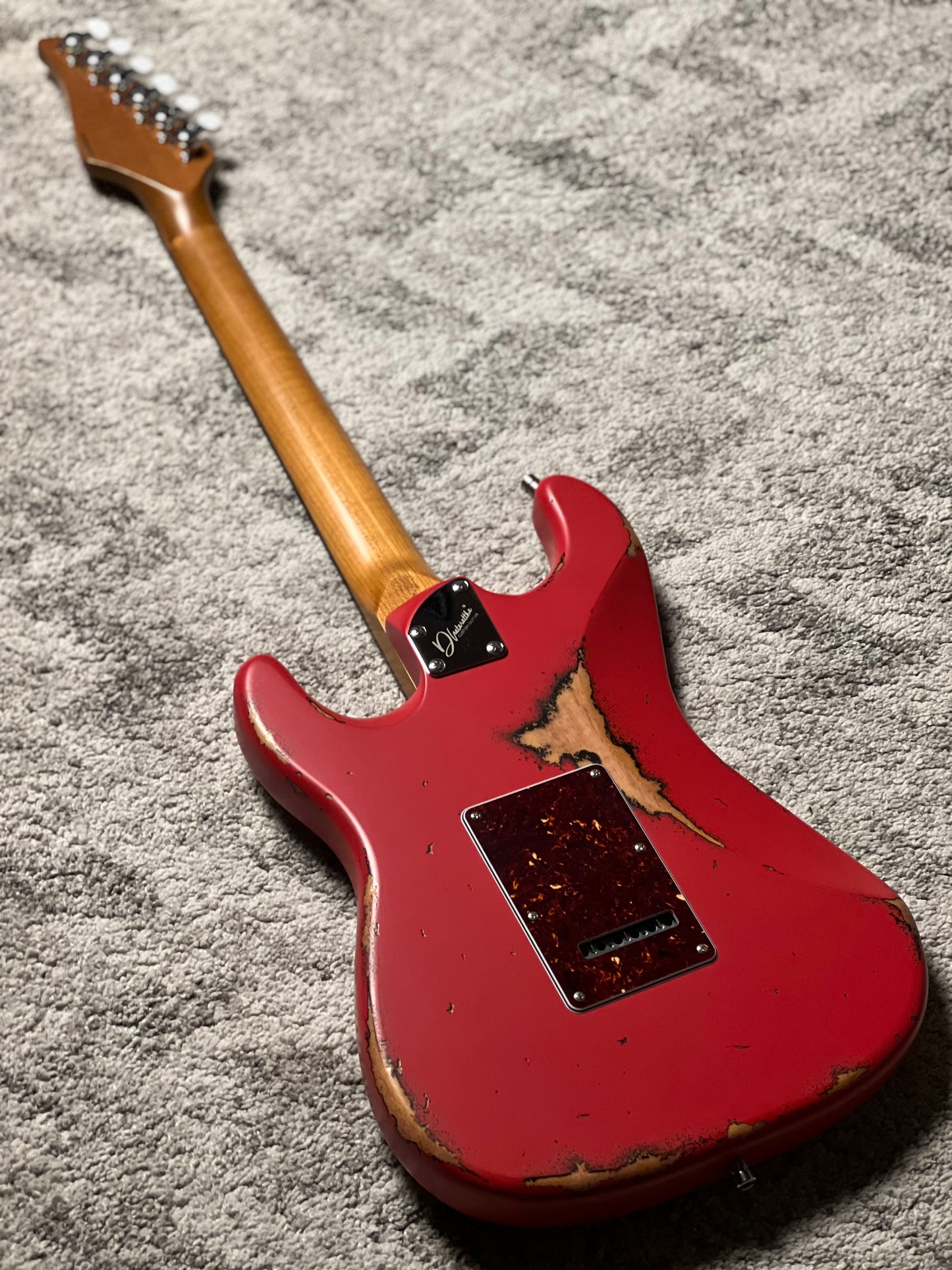 Dhatarattha Classic DST HSS in Fiesta Red Over Sunburst with Rosewood FB and Vines Artwork Inlay